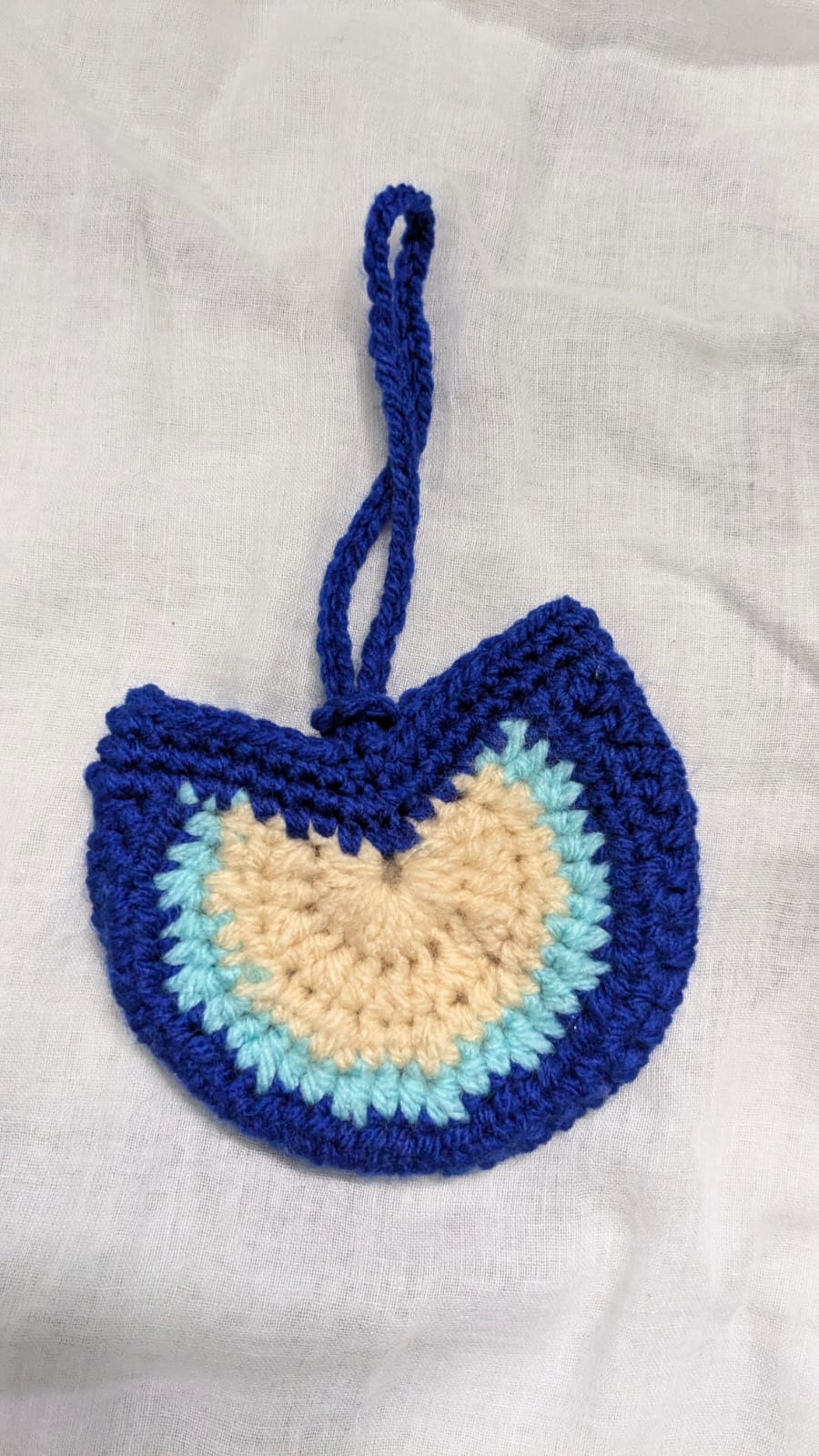Blue Evil Eye Tasseled Pouch