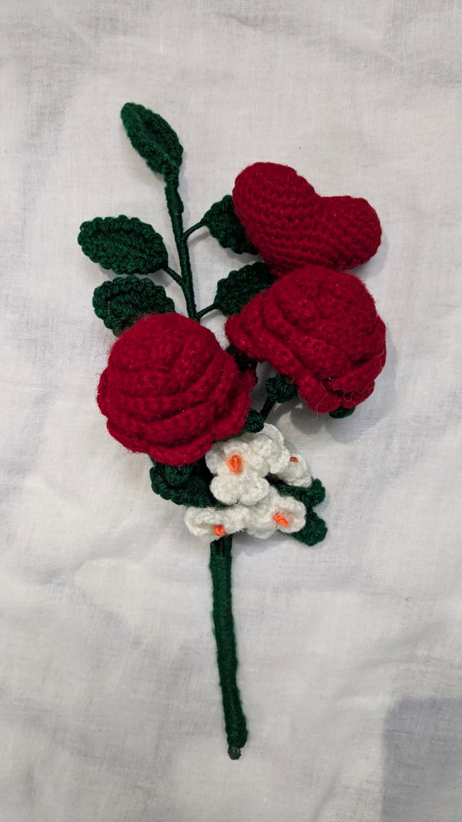Red Rose Bouquet with White Blossoms