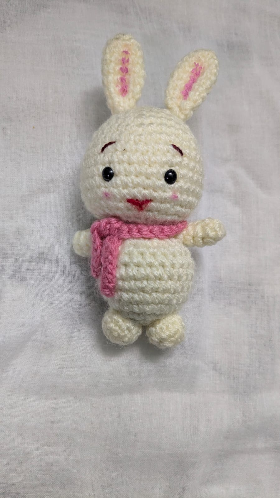 Cream Bunny with Pink Scarf